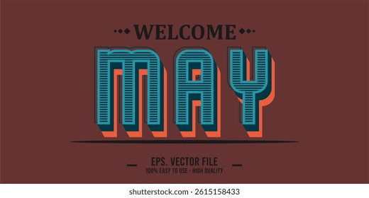 Welcome April Art typography design vector, retro vintage style.