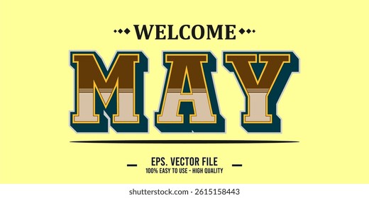 Welcome April Art typography design vector, retro vintage style.