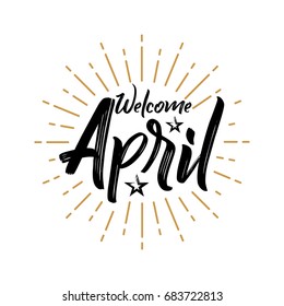 Welcome April - Firework - Vector For Greeting, New Month