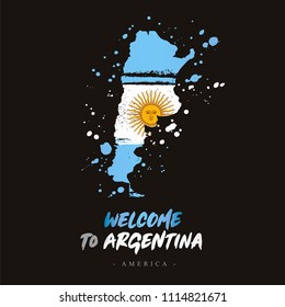 Welcome to Argentina. Flag and map of the country