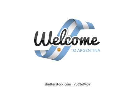 Welcome to Argentina flag sign logo icon