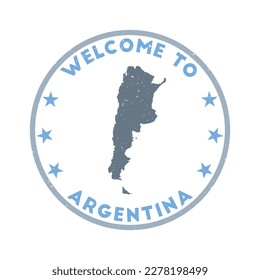 Welcome to Argentina stamp. Grunge country round stamp with texture in High Seas color theme. Vintage style geometric Argentina seal. Attractive vector illustration.