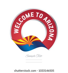 Welcome to Arizona USA flag ribbon travel logo icon stamp
