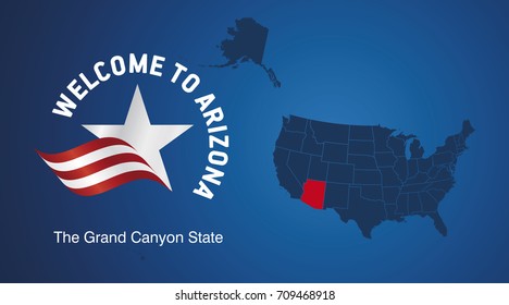 Welcome to Arizona USA map banner logo icon