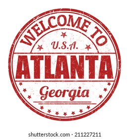 Welcome to Atlanta grunge rubber stamp on white background, vector illustration