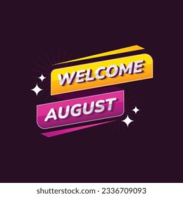 Welcome august new month greeting banner vector design, greetings card, invitation, flyer, calendar, poster or postcard