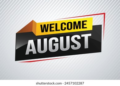 bienvenido agosto palabra concepto de texto icono logo signo símbolo Vector nota 3d estilo para uso página de destino, Plantilla, redes sociales, Web, App móvil, póster, Anuncio, flyer, fondo, Tarjeta de regalo, Cupón

