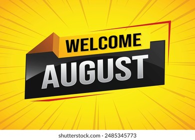 bienvenido agosto palabra concepto de texto icono logo signo símbolo Vector nota 3d estilo para uso página de destino, Plantilla, redes sociales, Web, App móvil, póster, Anuncio, flyer, fondo, Tarjeta de regalo, Cupón

