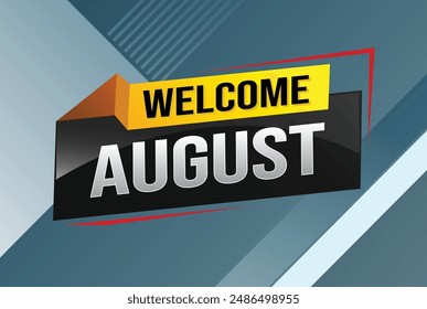 bienvenido agosto palabra concepto de texto icono logo signo símbolo Vector nota 3d estilo para uso página de destino, Plantilla, redes sociales, Web, App móvil, póster, Anuncio, flyer, fondo, Tarjeta de regalo, Cupón

