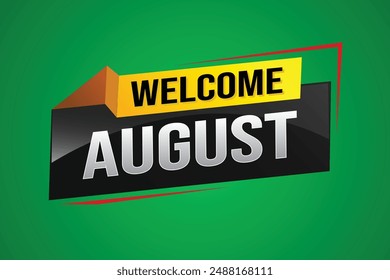 bienvenido agosto palabra concepto de texto icono logo signo símbolo Vector nota 3d estilo para uso página de destino, Plantilla, redes sociales, Web, App móvil, póster, Anuncio, flyer, fondo, Tarjeta de regalo, Cupón

