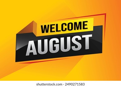 bienvenido agosto palabra concepto de texto icono logo signo símbolo Vector nota 3d estilo para uso página de destino, Plantilla, redes sociales, Web, App móvil, póster, Anuncio, flyer, fondo, Tarjeta de regalo, Cupón

