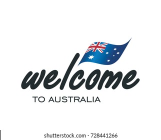 Welcome To Australia Flag Sign Logo Icon