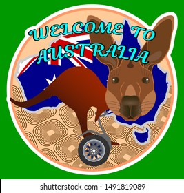 Welcome Australia Kangaroo On Scooter Flag Stock Vector (Royalty Free ...