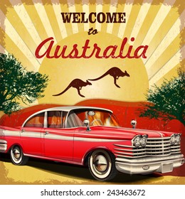 Welcome To Australia Retro Poster.