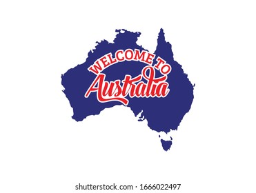 Bienvenidos A Australia. Ilustración de diseño de fuente creativa de texto de Word, signo de bienvenida 