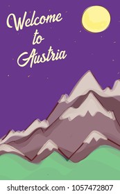 Welcome to Austria banner. Hand drawn banner. Vector illustration.