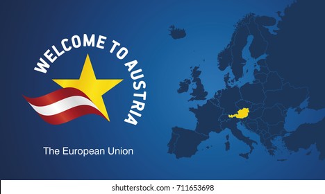 Welcome to Austria EU map banner logo icon