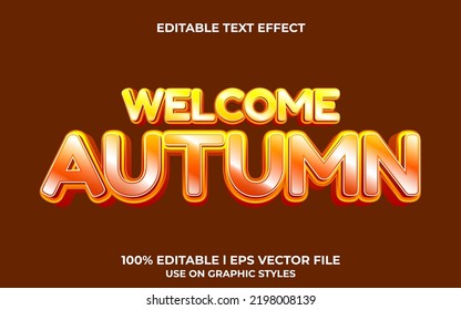 welcome autumn 3d text effect with hot theme. red typography template for autumn