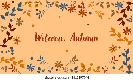 Fondo de bienvenida de otoño con ilustración de hoja plana