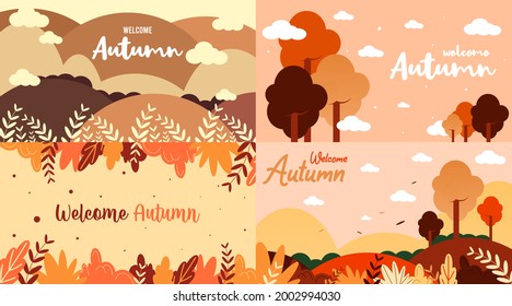 Welcome autumn background illustration vector. Welcome autumn web banner and flyer