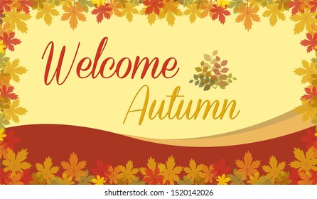 Welcome Autumn Background with Maple Leaf - Beautiful and Unique Background for Web Design and Social Media