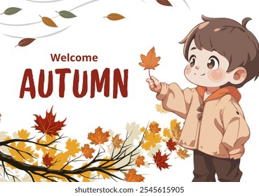 Welcome autumn lettering with minimalist design