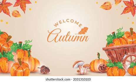 Welcome Autumn with Pumpkin Background