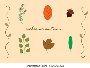 welcome autumn set leaf background