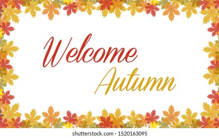 Welcome Autumn White Background with Maple Leaf. Beautiful and Unique Background for Web Design and Social Media