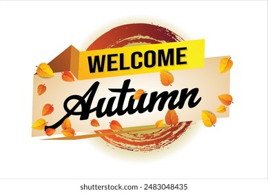 bienvenido otoño palabra concepto de texto icono logo signo símbolo Vector nota estilo 3d para uso página de destino, Plantilla, redes sociales, Web, App móvil, póster, Anuncio, flyer, fondo, Tarjeta de regalo, Cupón

