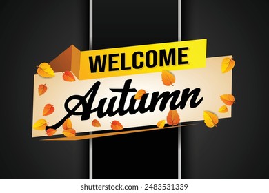 bienvenido otoño palabra concepto de texto icono logo signo símbolo Vector nota estilo 3d para uso página de destino, Plantilla, redes sociales, Web, App móvil, póster, Anuncio, flyer, fondo, Tarjeta de regalo, Cupón

