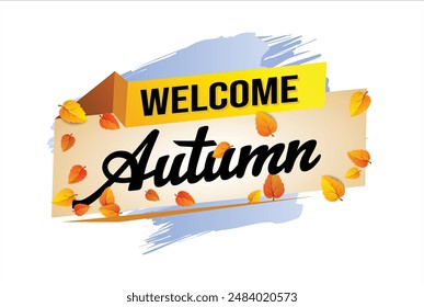 bienvenido otoño palabra concepto de texto icono logo signo símbolo Vector nota estilo 3d para uso página de destino, Plantilla, redes sociales, Web, App móvil, póster, Anuncio, flyer, fondo, Tarjeta de regalo, Cupón

