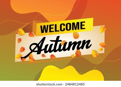 bienvenido otoño palabra concepto de texto icono logo signo símbolo Vector nota estilo 3d para uso página de destino, Plantilla, redes sociales, Web, App móvil, póster, Anuncio, flyer, fondo, Tarjeta de regalo, Cupón

