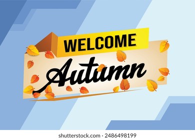 bienvenido otoño palabra concepto de texto icono logo signo símbolo Vector nota estilo 3d para uso página de destino, Plantilla, redes sociales, Web, App móvil, póster, Anuncio, flyer, fondo, Tarjeta de regalo, Cupón

