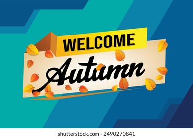 bienvenido otoño palabra concepto de texto icono logo signo símbolo Vector nota estilo 3d para uso página de destino, Plantilla, redes sociales, Web, App móvil, póster, Anuncio, flyer, fondo, Tarjeta de regalo, Cupón

