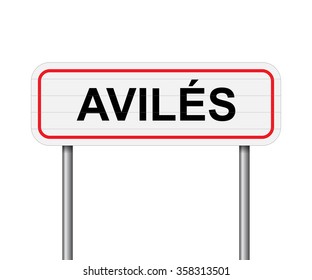 Welcome to Aviles Spain road sign vector