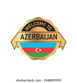 Welcome to AZERBAIJAN logo badge with  flag