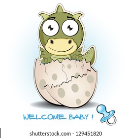 welcome baby boy invitation with little dragon