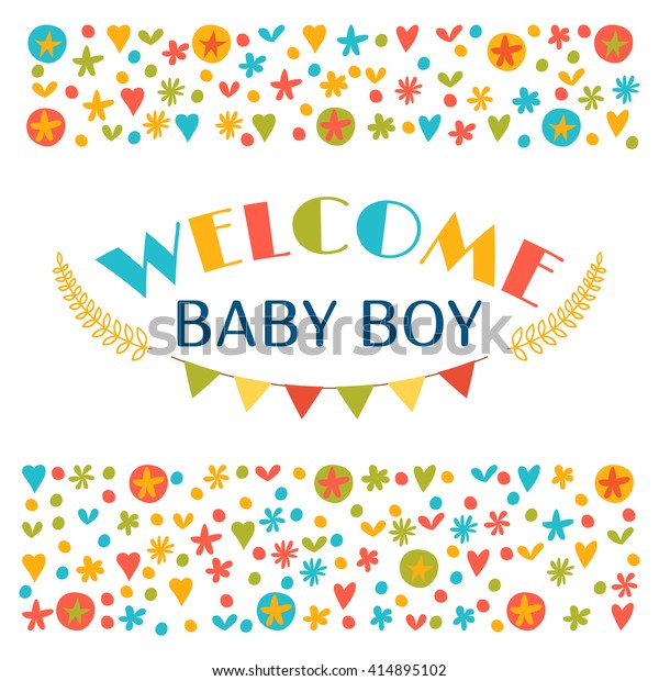 Welcome Baby Boy Baby Boy Shower Stock Vector Royalty Free 414895102