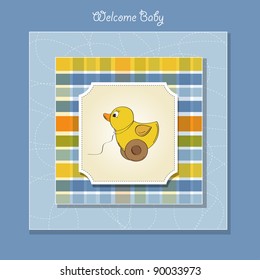 welcome baby card with duck toy