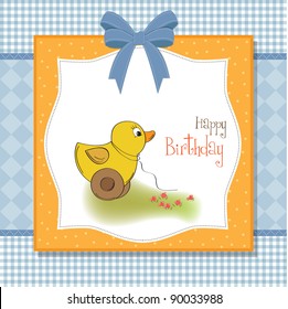 welcome baby card with duck toy