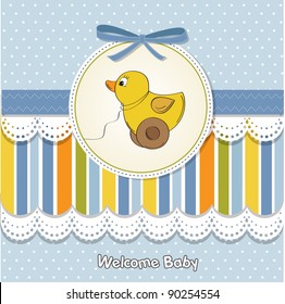 Welcome Baby Card With Duck Toy