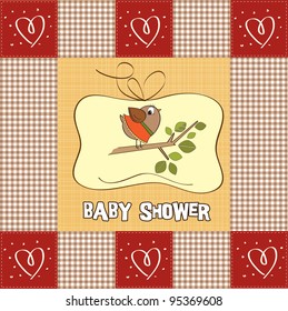 welcome baby card with funny little bird