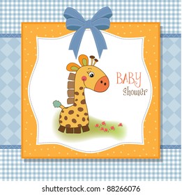 welcome baby card with giraffe