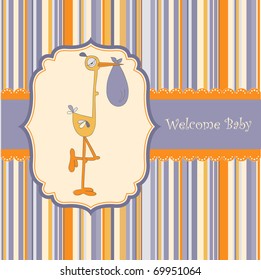 welcome baby card with stork