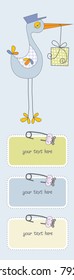 welcome baby card with stork