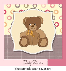 welcome baby card with teddy bear