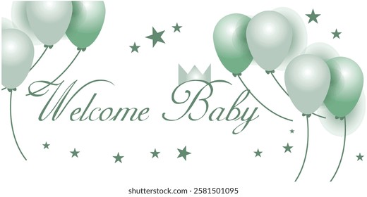 Welcome baby Invitation card template for baby gender reveal party vector illustration design background