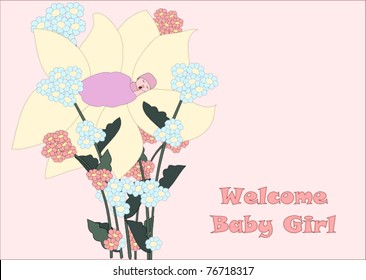 Welcome Baby - Baby on a Flower
