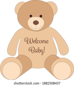 Welcome baby teddy bear vector